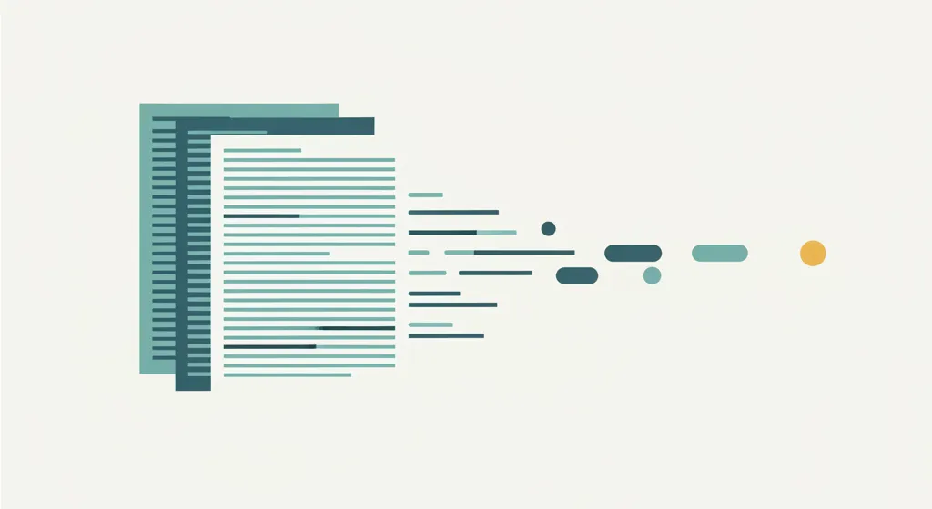 Abstract illustration of a multi-page PDF being distilled into a few key points